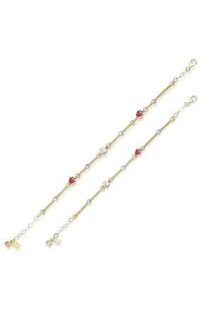 Anne Çocuk Mineli İkili Set Altın Bileklik Anne 19Cm Çocuk 14Cm