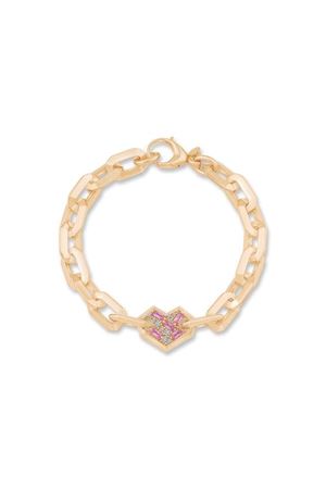 İtalyan Tasarım Pembe Taşlı Kalp Bileklik 18CM