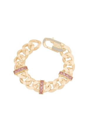 Pembe Taşlı Gurmet Altın Bileklik 18Cm-13Mm