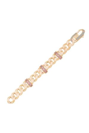 Pembe Taşlı Gurmet Altın Bileklik 18Cm-13Mm