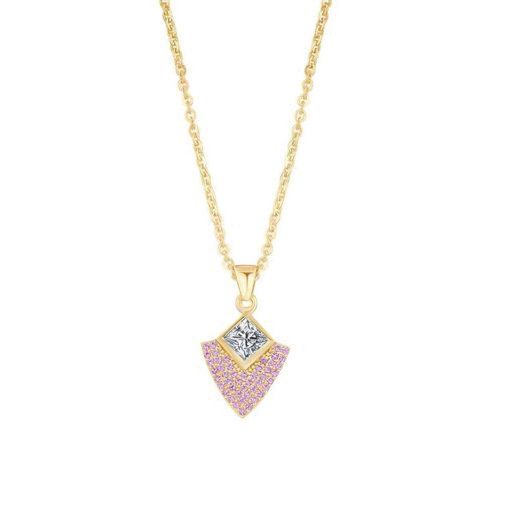 Pembe Taşlı Kalkan Kolye 50 Cm Zincir