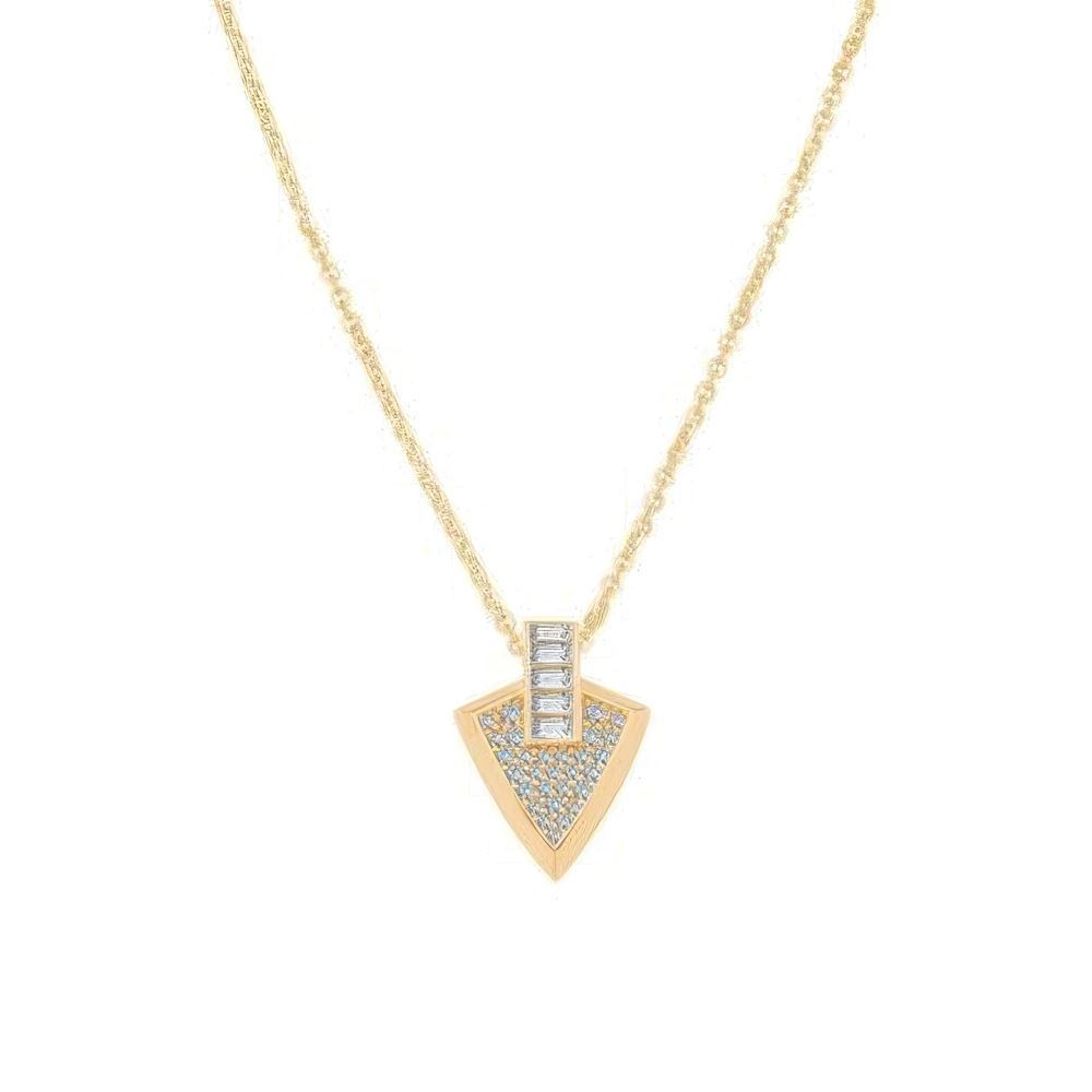 Taşlı Geometrik Kalkan Kolye 50 Cm Zincir