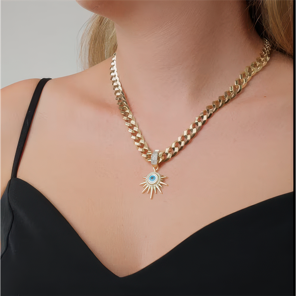 Nazar Boncuklu Taşlı Charm