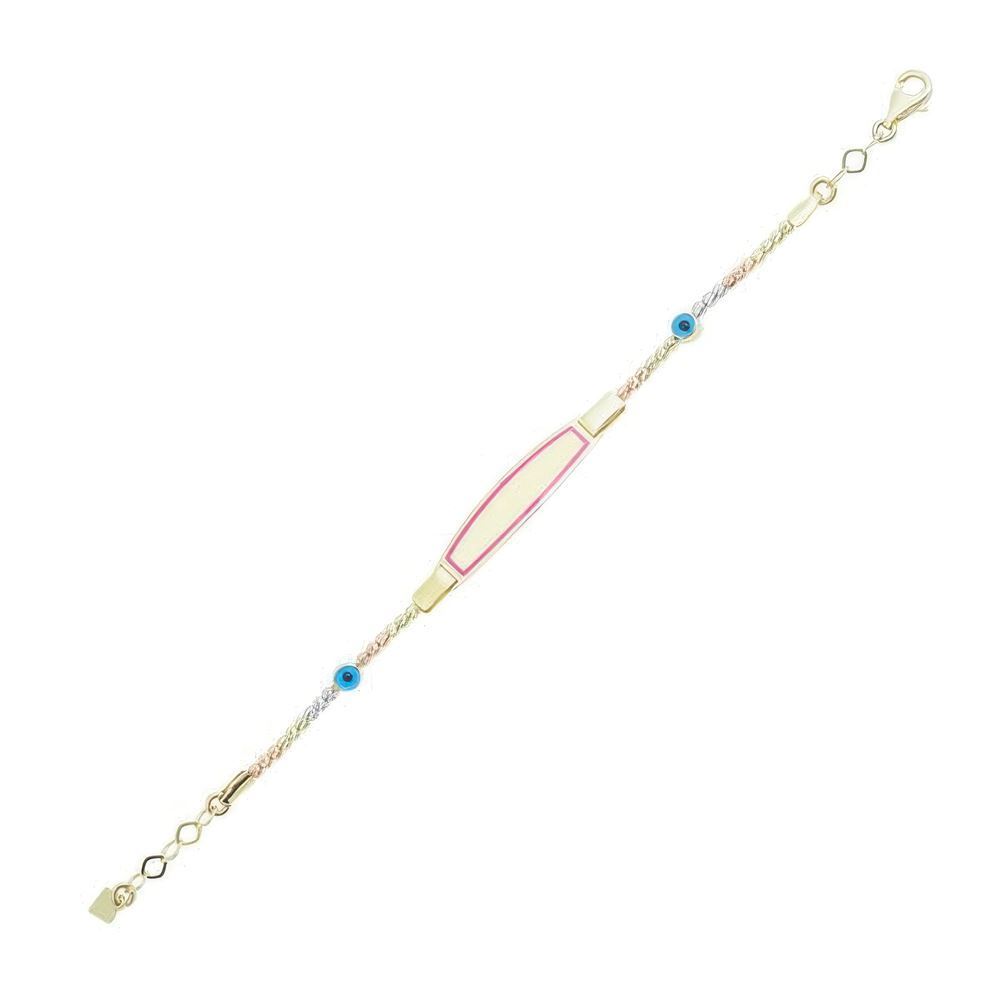 Pembe Mineli Çocuk Künyesi 15Cm Bileklik