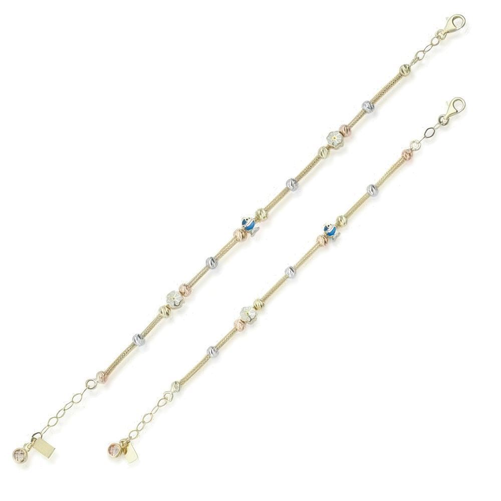 Anne Çocuk Mineli İkili Set Altın Bileklik Anne 19Cm Çocuk 14Cm