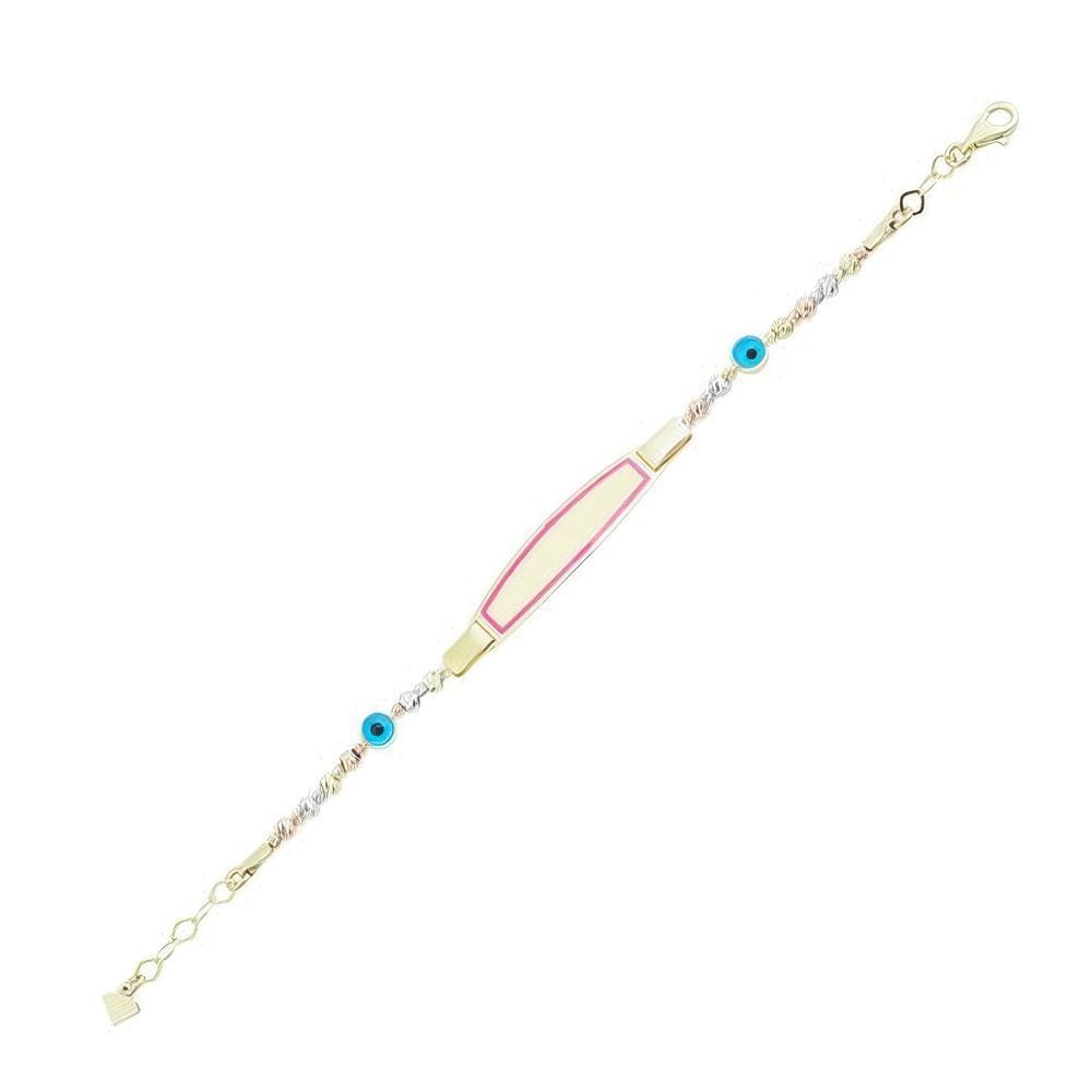 Pembe Mineli Çocuk Künyesi 15Cm Bileklik